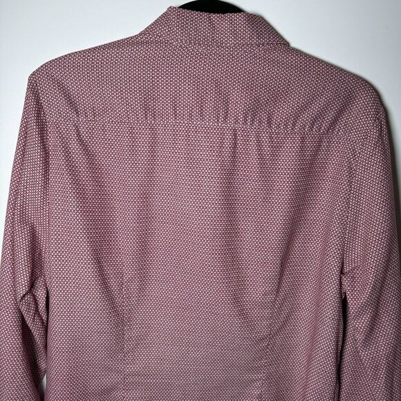 Vintage Ingram Italian Cotton Button Up Shirt Mens 48 Burgundy Geometric EU Made - Picture 6 of 16